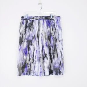 Chico's Lilac Campanula Watercolor Pull On Elastic Skirt A-Line Size 2 XL 14